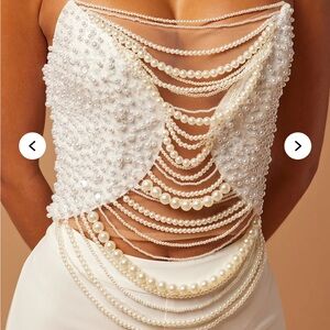 Fashion Nova White Pearl 2 piece set